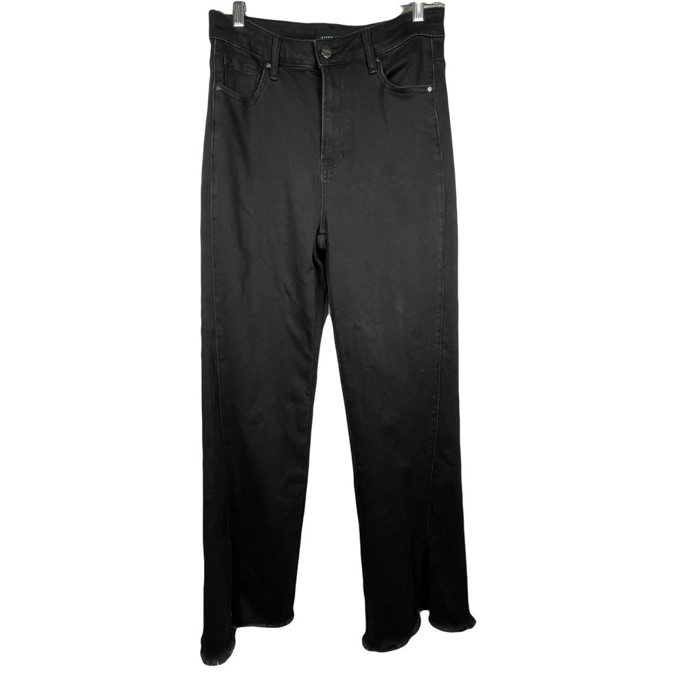 5428 RISEN Black Jeans Stretch Denim Split Hem Bootcut Raw Hem High Rise Sz 9/29